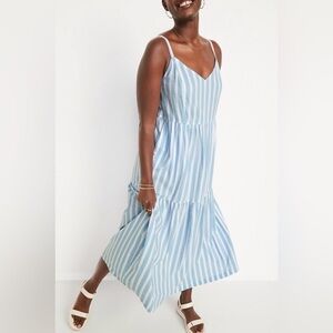 Old Navy Blue and White Striped Cami Maxi Dress XXL